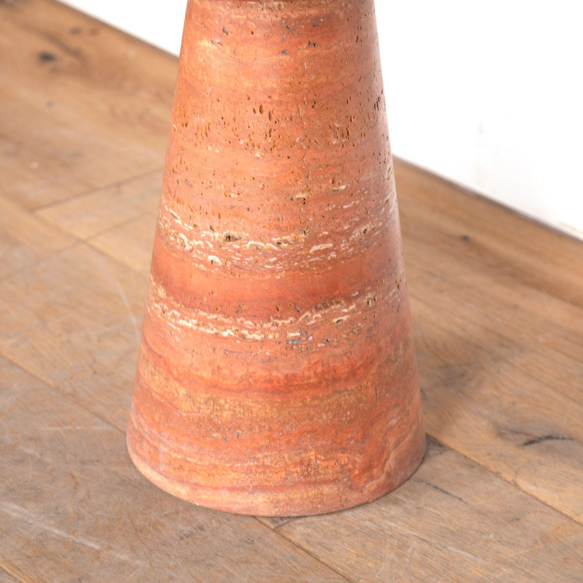 Pair of Contemporary Red Travertine Side Tables For Sale 2
