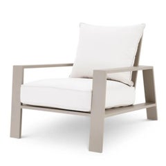 Pair of Contemporary Sand Aluminum Outdoor Armchair Belle Vue
