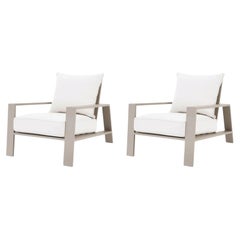 Pair of Contemporary Sand Aluminum Outdoor Armchair Belle Vue