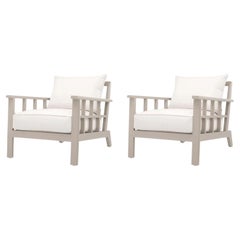 Pair of Contemporary Sand Aluminum Outdoor Armchair Cap-Ferrat