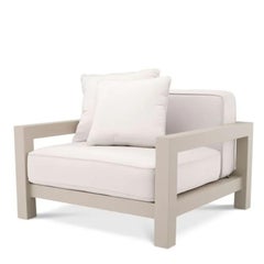 Pair of Contemporary Sand Aluminum Outdoor Armchair