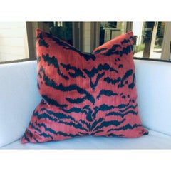 Pair of Contemporary Scalamandre "Le Tigre" Pillows in Red and Black