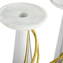 Pair of Contemporary Silver and Gold Metal Candleholders