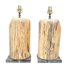 Pair of Contemporary Spalted Wooden Lamps