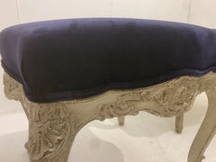 Pair of Contemporary Stools, Louis XV Style, Purple Velvet, Belgium