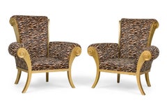 Pair of Contemporary Style Zebra Print Arm Chairs