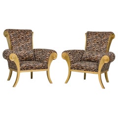 Pair of Contemporary Style Zebra Print Arm Chairs