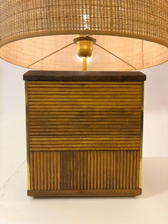 Pareja de Lámparas de Mesa Contemporáneas, Latón y Madera, Italia