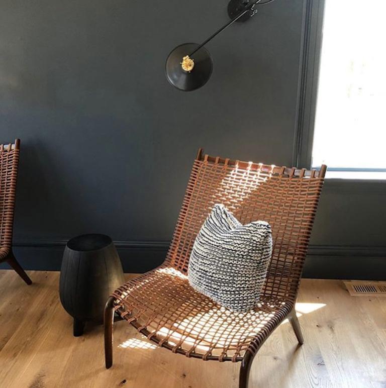 Pair of Contemporary Teak and Leather Chairs, 2018 In Excellent Condition In New York, NY