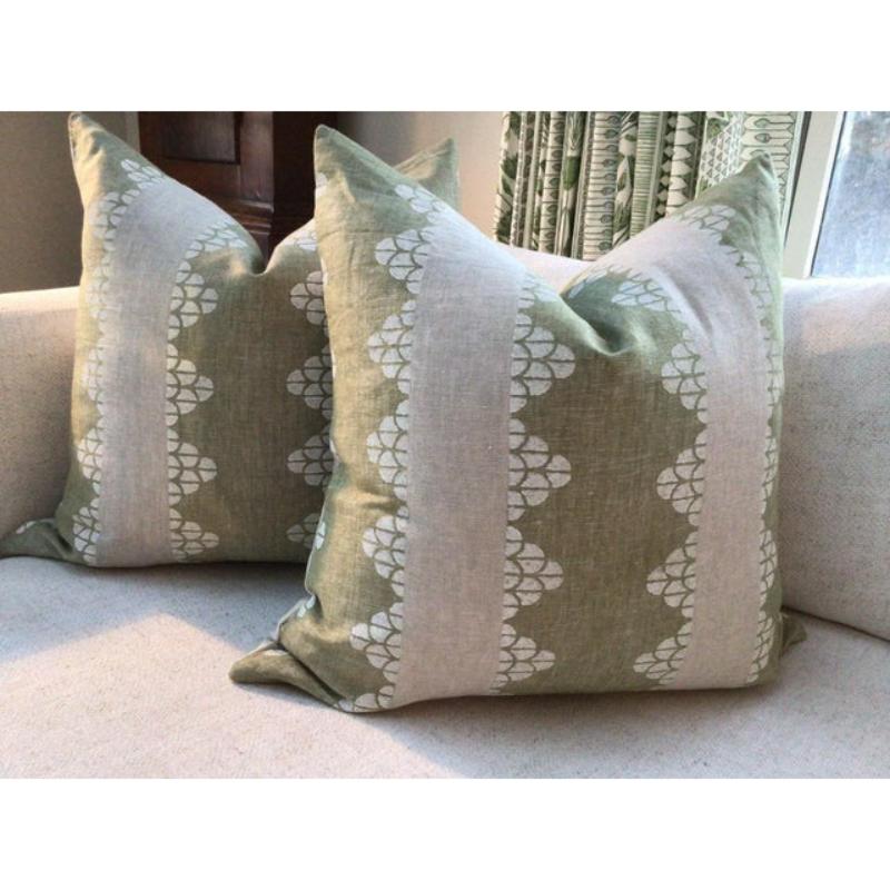 Mid-Century moderno Coppia di cuscini contemporanei Thibaut 