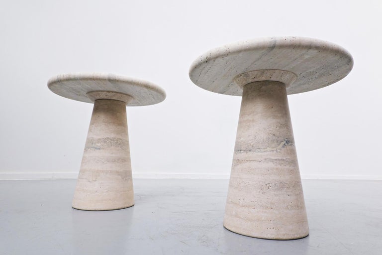 Pair of Contemporary Travertine Side Table in Style of Angelo Mangiarotti -Italy In Good Condition For Sale In Brussels, BE