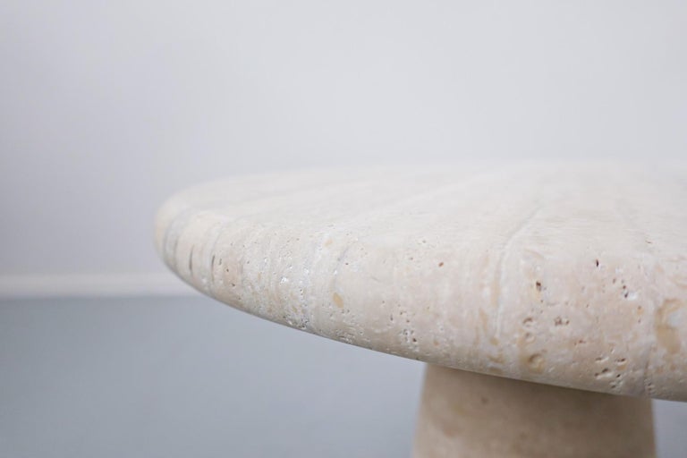 Pair of Contemporary Travertine Side Table in Style of Angelo Mangiarotti -Italy For Sale 2