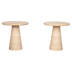 Pair of Contemporary Travertine Side Tables