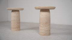 Pair of Contemporary Travertine Side Tables, Italy
