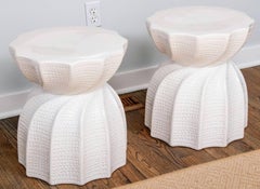 Pair of Contemporary Twisted Hourglass Pottery Stool / Tables by Made Goods