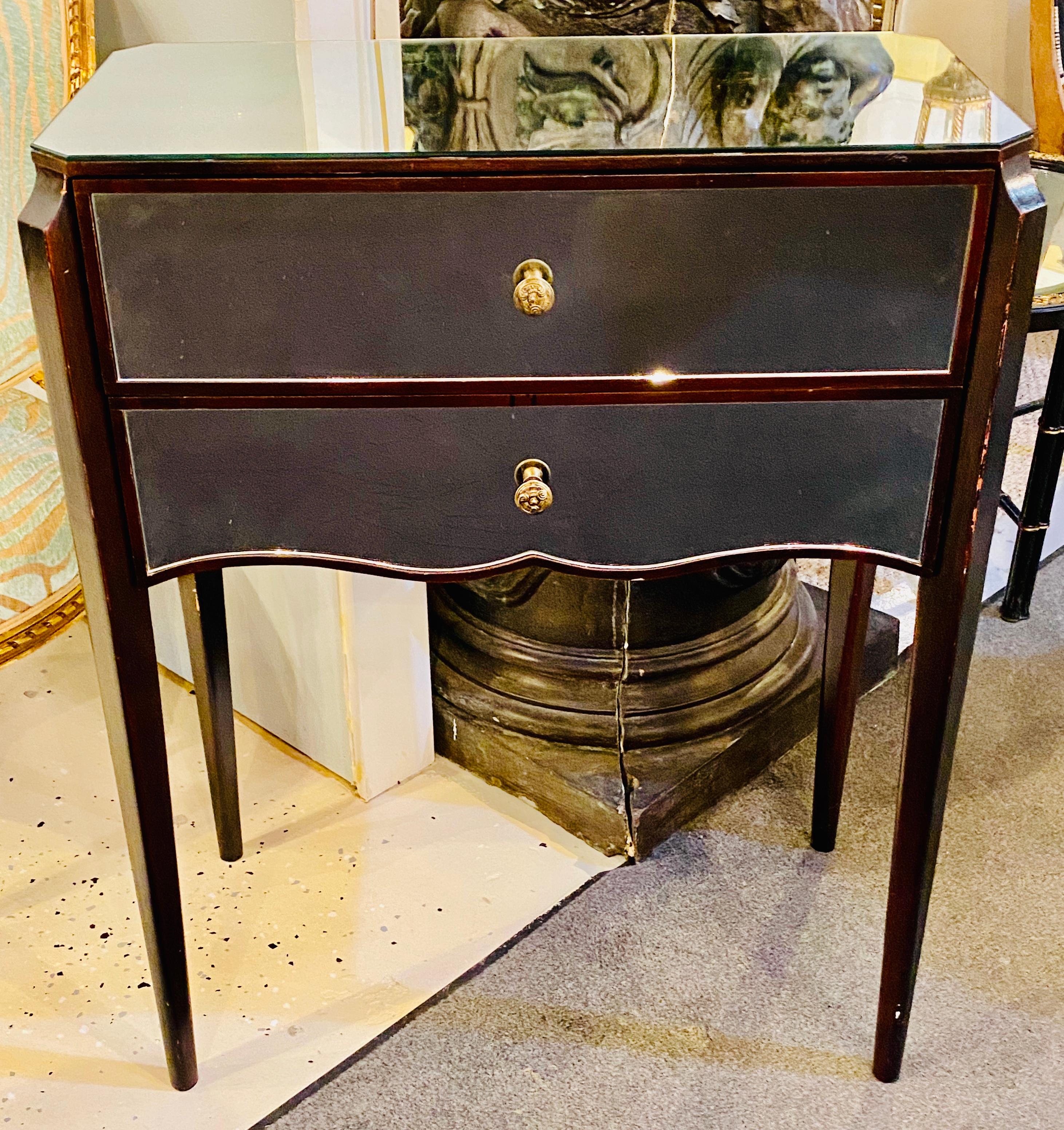 Hollywood Regency Pair of Contemporary Two-Drawer Mirrored Nightstands or End Tables