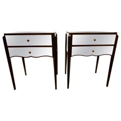 Pair of Contemporary Two-Drawer Mirrored Nightstands or End Tables