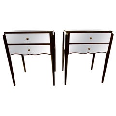 Pair of Contemporary Two-Drawer Mirrored Nightstands or End Tables