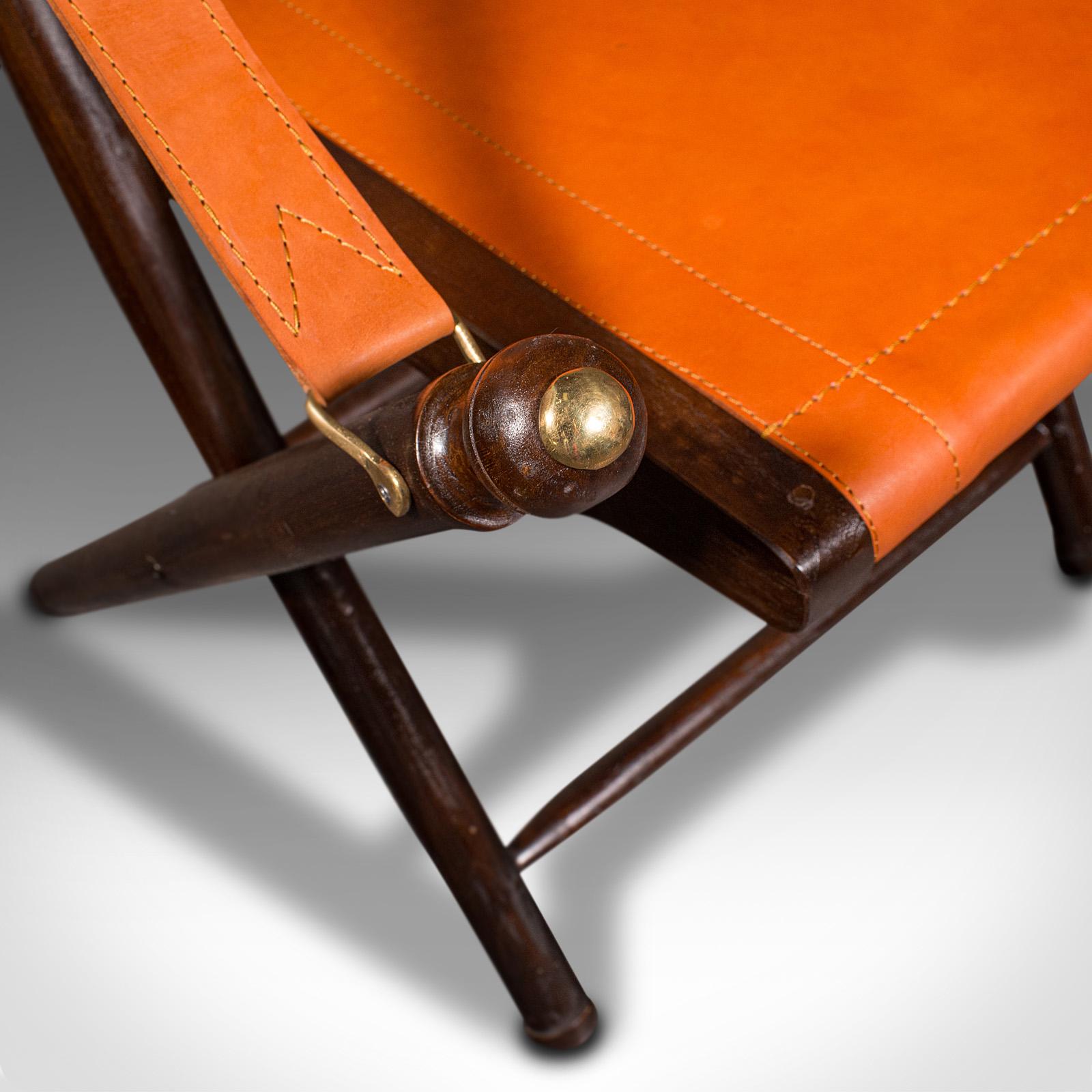 Paire de chaises de véranda contemporaines, anglaises, en cuir, orangerie, siège Foldes en vente 4