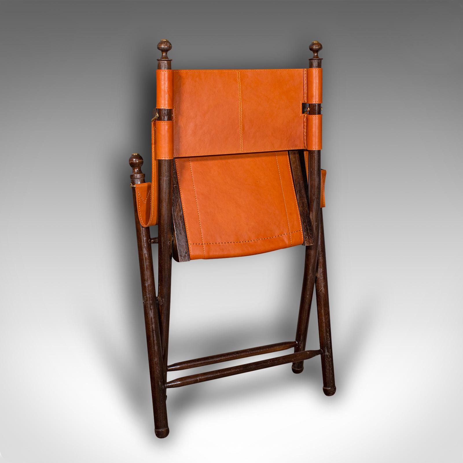Paire de chaises de véranda contemporaines, anglaises, en cuir, orangerie, siège Foldes en vente 5