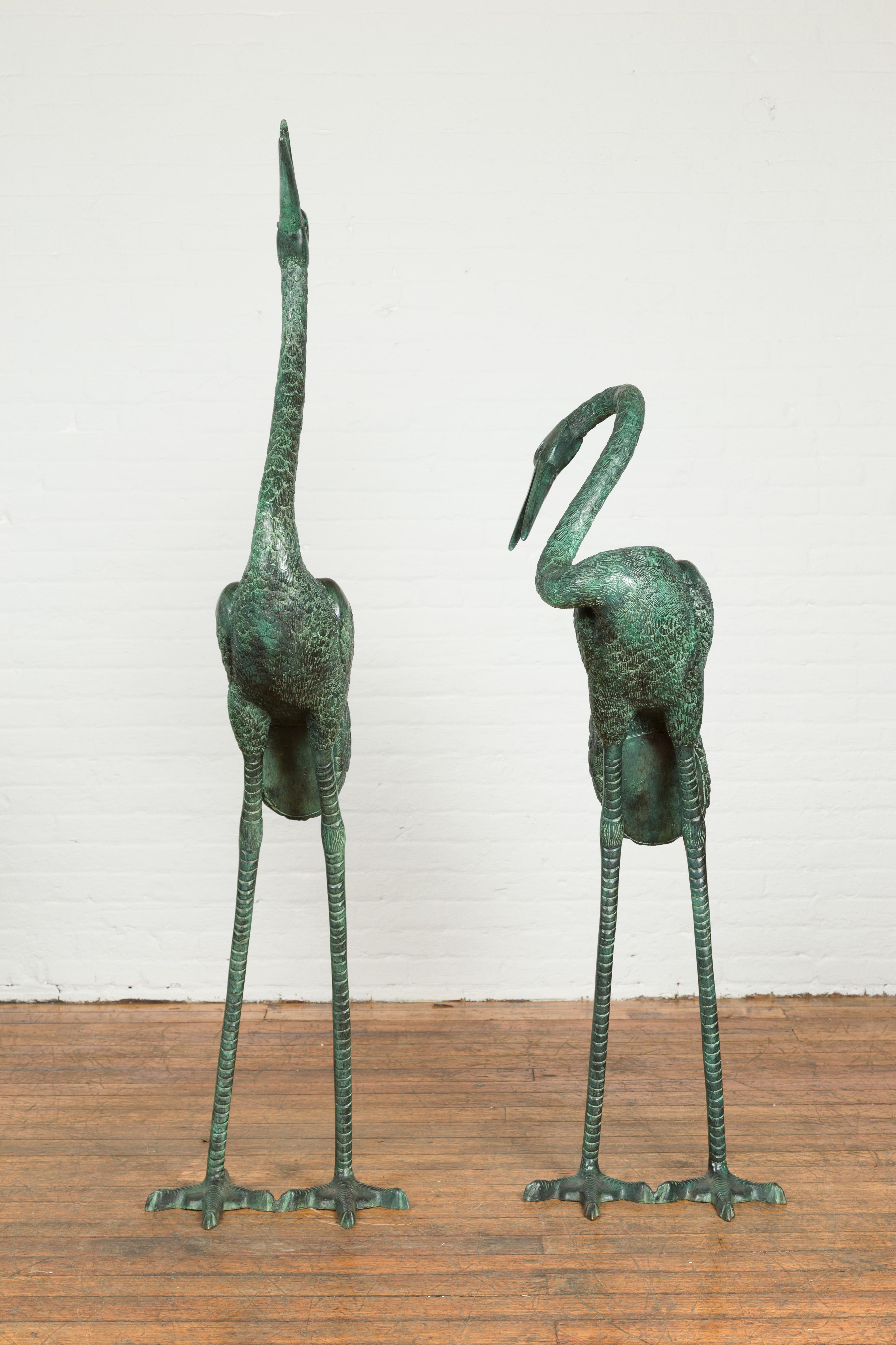 Paire de sculptures contemporaines en bronze vert de Crane, tubées comme des fontaines Neuf - En vente à Yonkers, NY