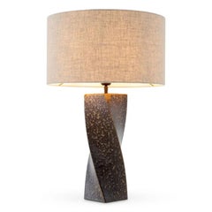 Pair of Contemporary Vintage Brown Handmade Ceramic Table Lamp