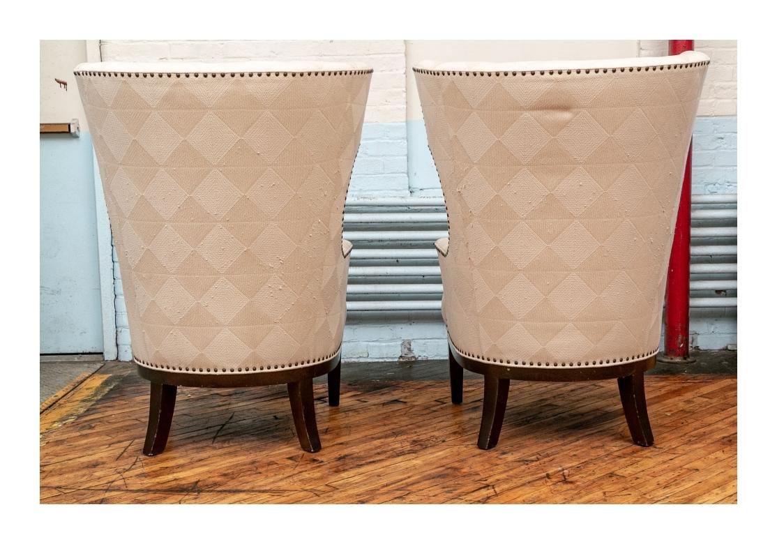 Fabric  Pair of Contemporary Wing Chairs For Sale