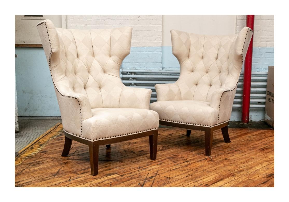 Pair Of Contemporary Wing Chairs For Sale 4