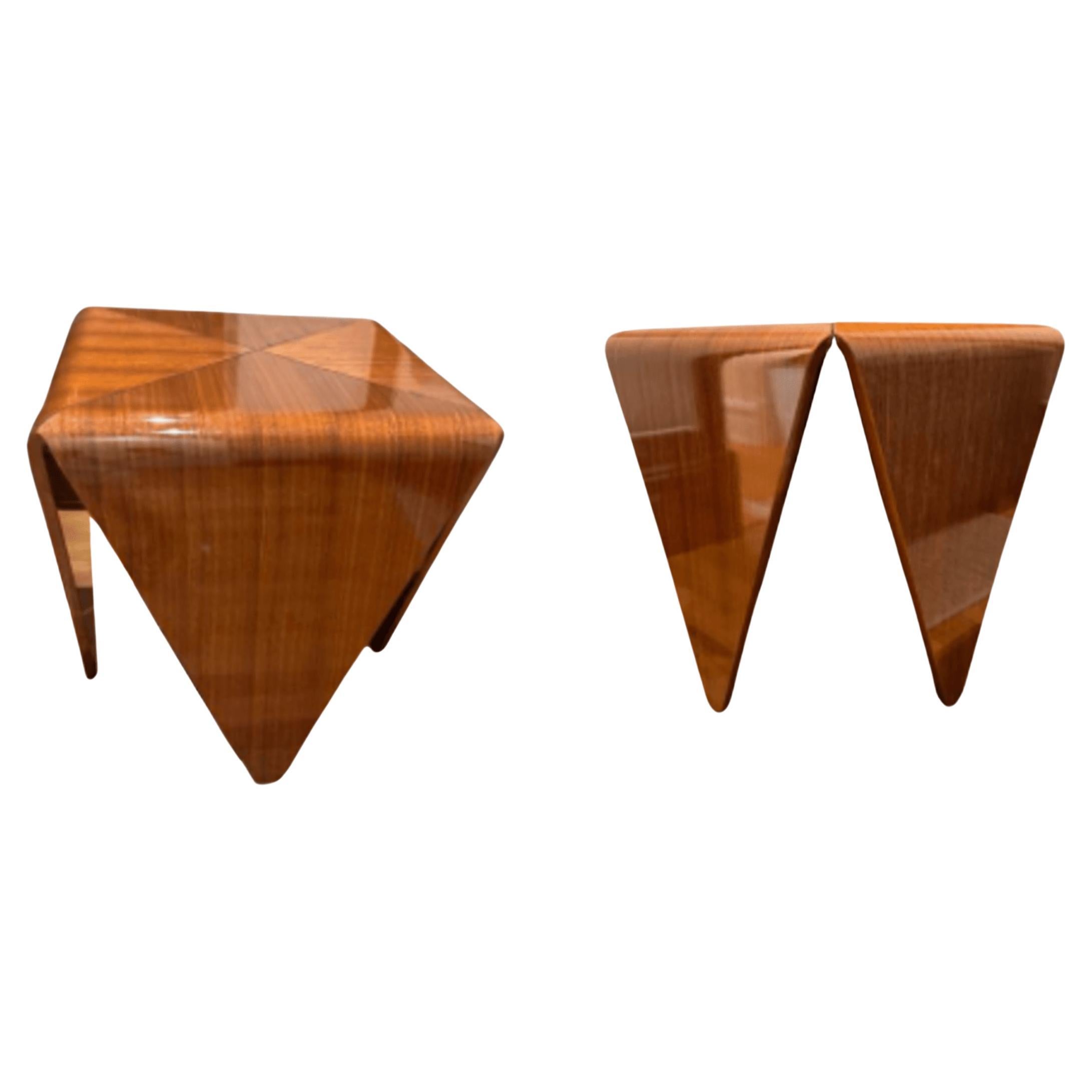 Pair of Contemporary Wood Side Tables For Sale