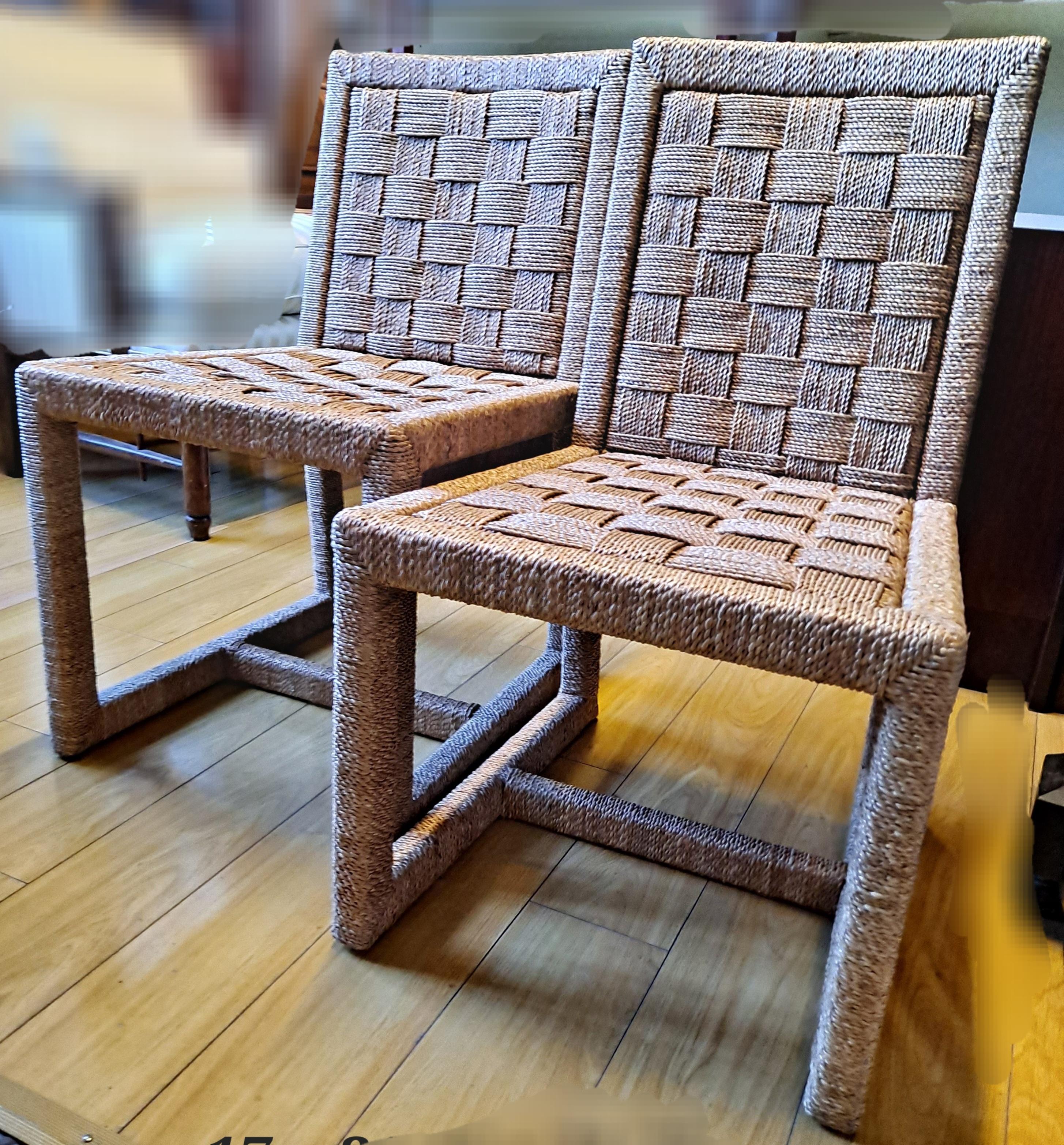 Pair of Contemporary Wraparound Woven Rattan Side Chairs

17