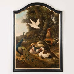 Pair of Continental 19th C. Bird Paintings in Manner of Melchior de Hondecoeter