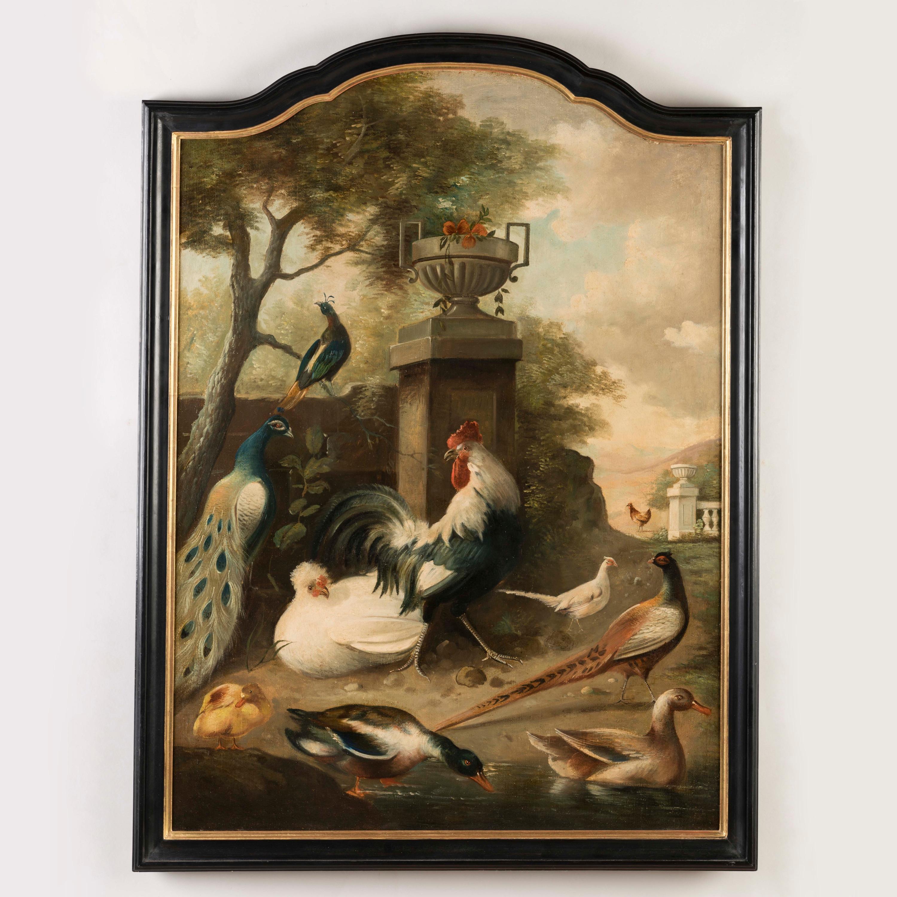 Paar kontinentale Vogelgemälde des 19. Jahrhunderts in der Art von Melchior de Hondecoeter (Europäisch) im Angebot