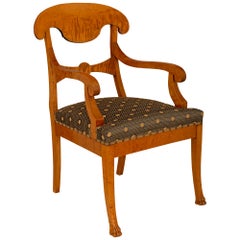 Pair Of Continental 19th Century Biedermeier St. White Ash Burl Armchairs