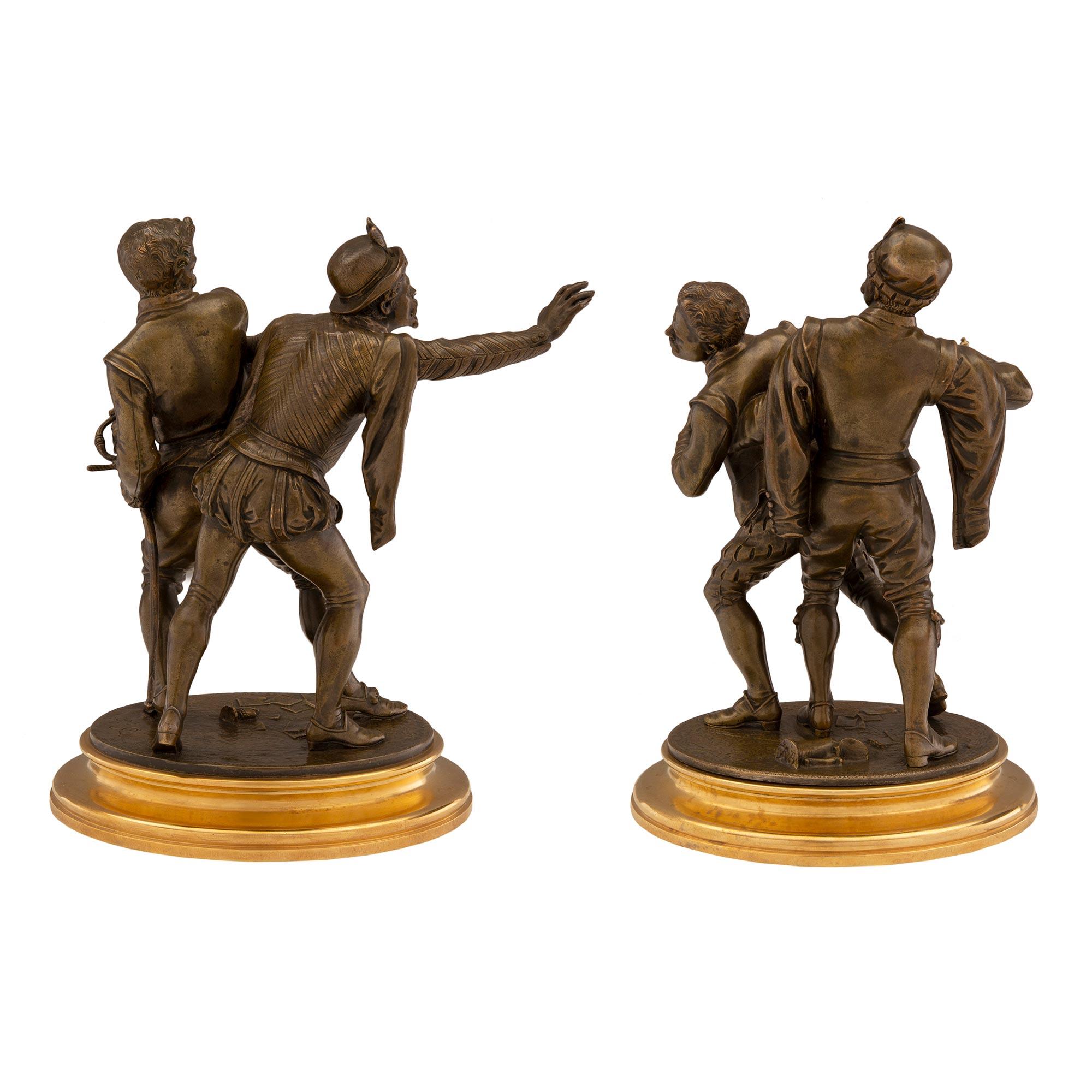 Pair of Continental 19th Century Bronze Statues, Signed E. Guillemin For Sale 5