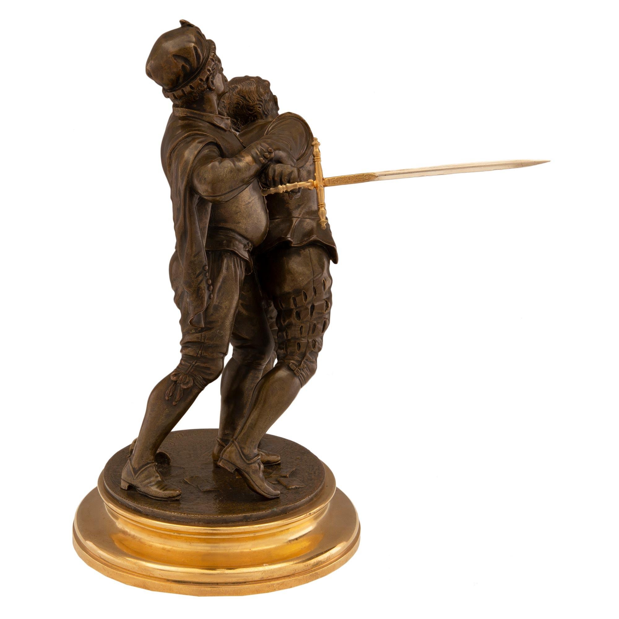 Sconosciuto Coppia di statue di bronzo continentali del XIX secolo, firmate E. Guillemin in vendita