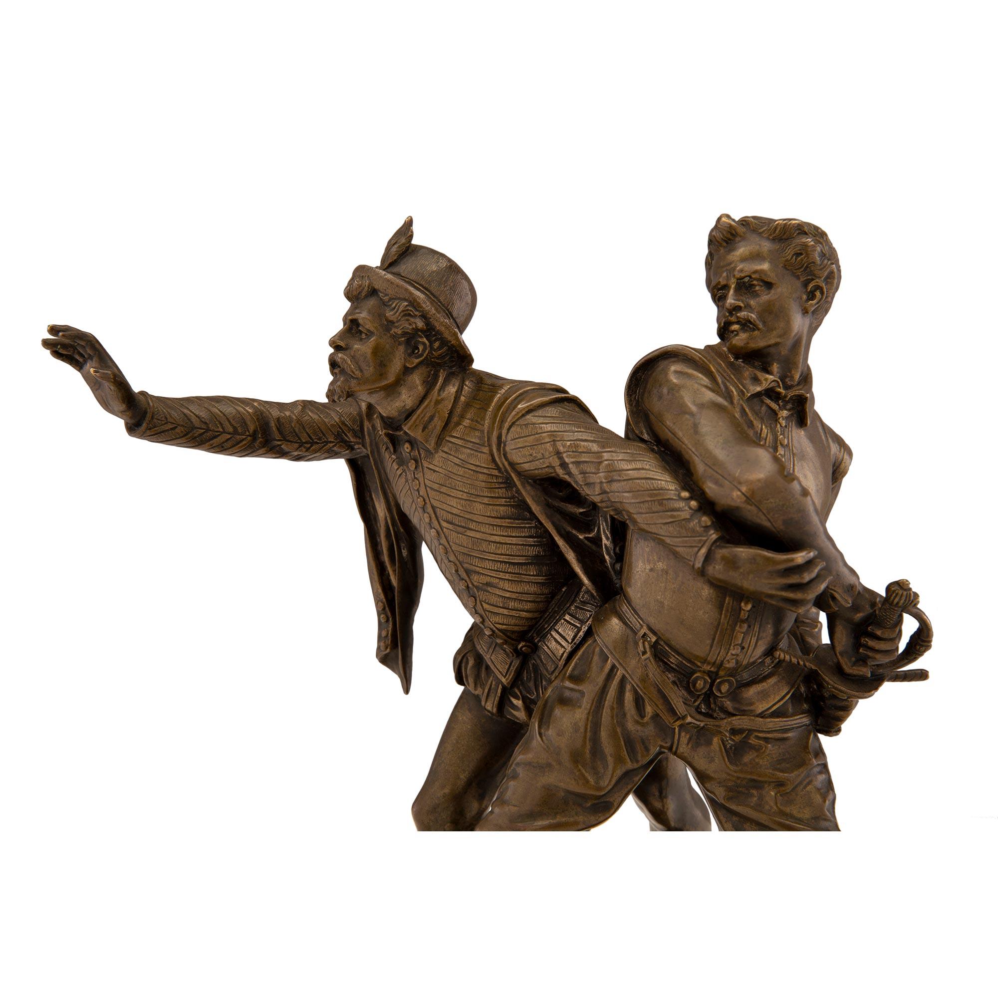 Pair of Continental 19th Century Bronze Statues, Signed E. Guillemin For Sale 2