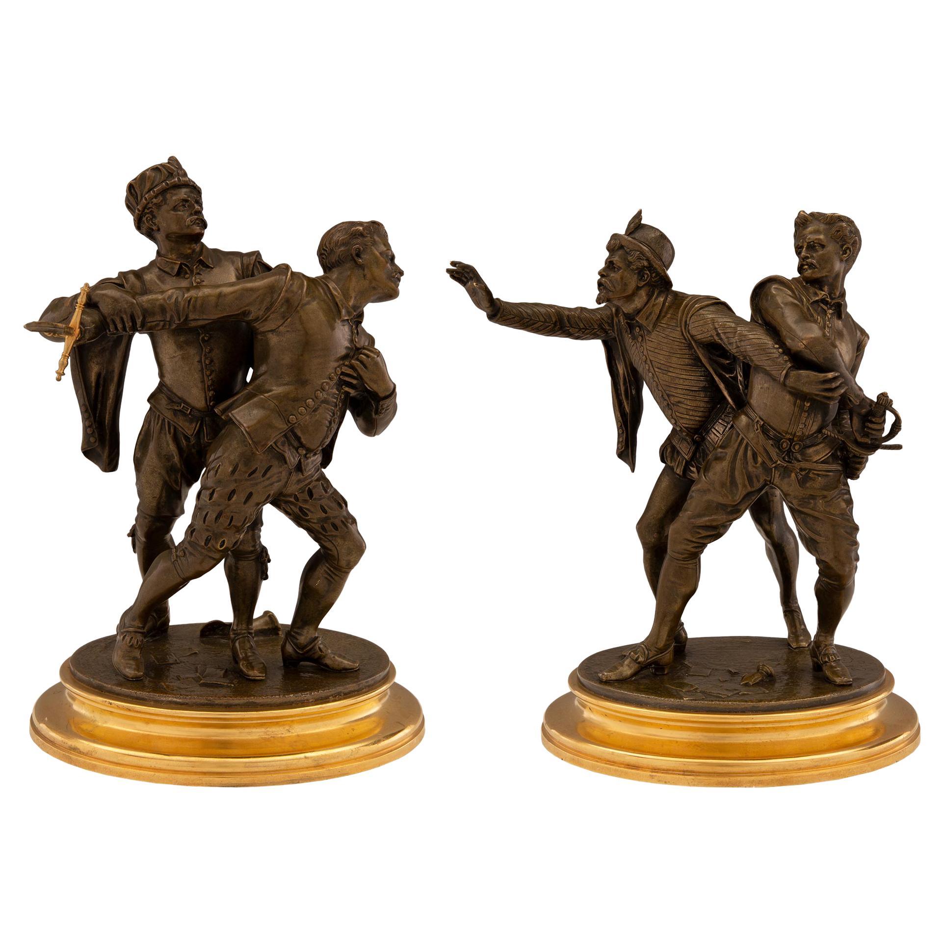 Pair of Continental 19th Century Bronze Statues, Signed E. Guillemin