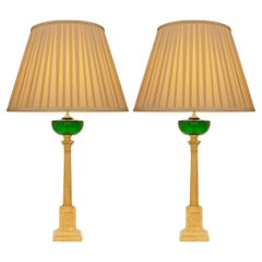 pair of Continental 19th century Neo-Classical st. Ormolu and Glass lamps