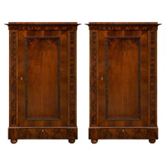 Pair of Continental 19th Century Neo-Classical St. Walnut and Fruitwood Cabinets