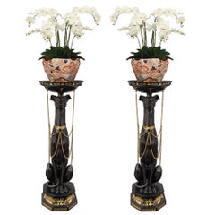 Pair of Continental 19th Century Neo-Classical Whippet Dog Pedestals