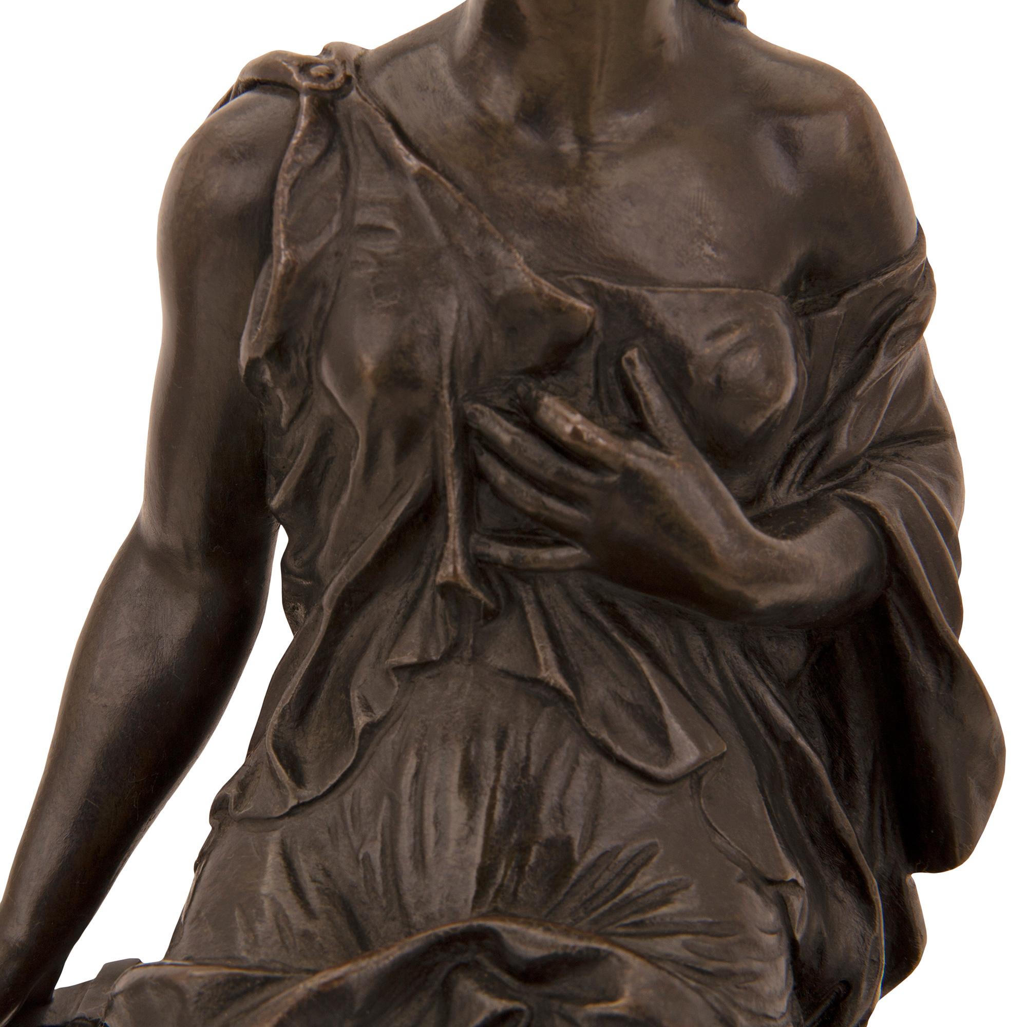 Bronze Pair of Continental 19th Century Neoclassical St. Statues, Signed J. Feiffer For Sale