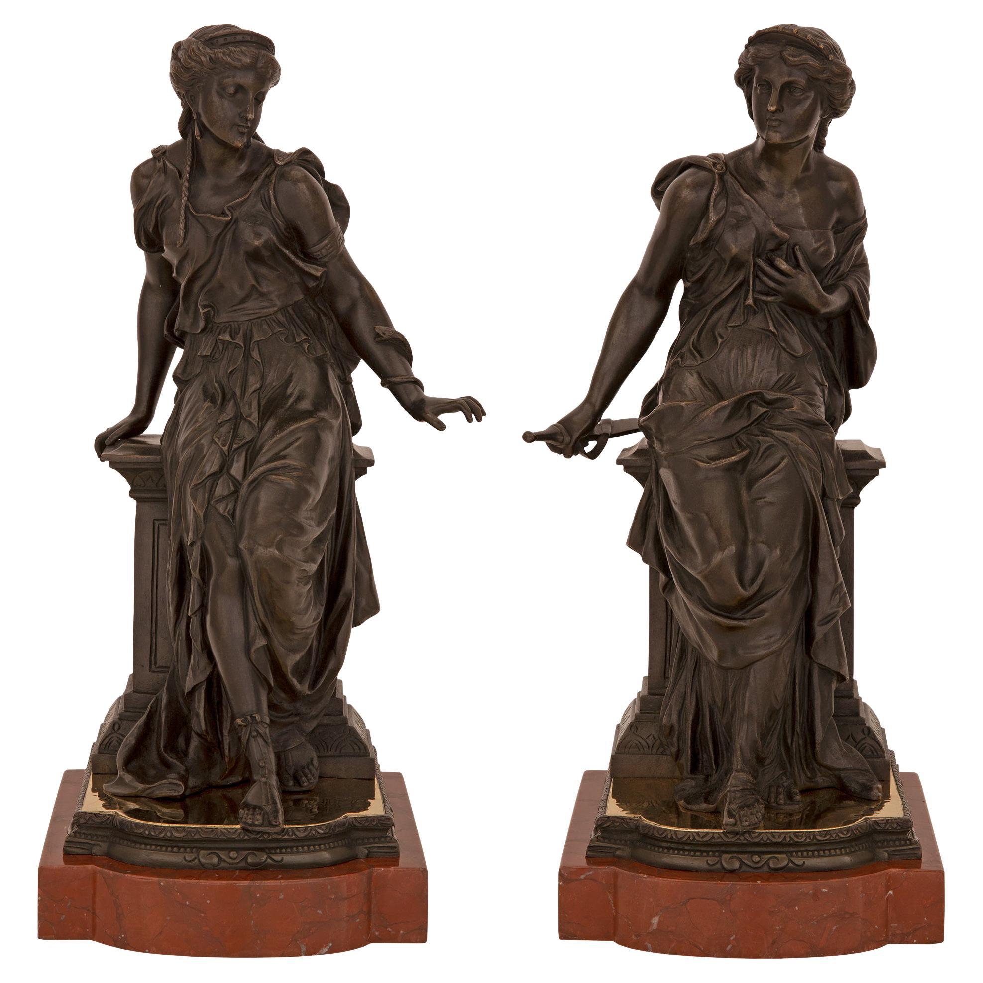 Pair of Continental 19th Century Neoclassical St. Statues, Signed J. Feiffer For Sale