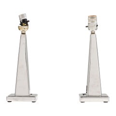 Pair of Continental Art Deco Chrome Plated Table Lamp