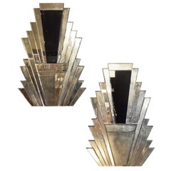 Pair of Continental Art Deco Wall Mirrors, Second Quarter of the 20th Century