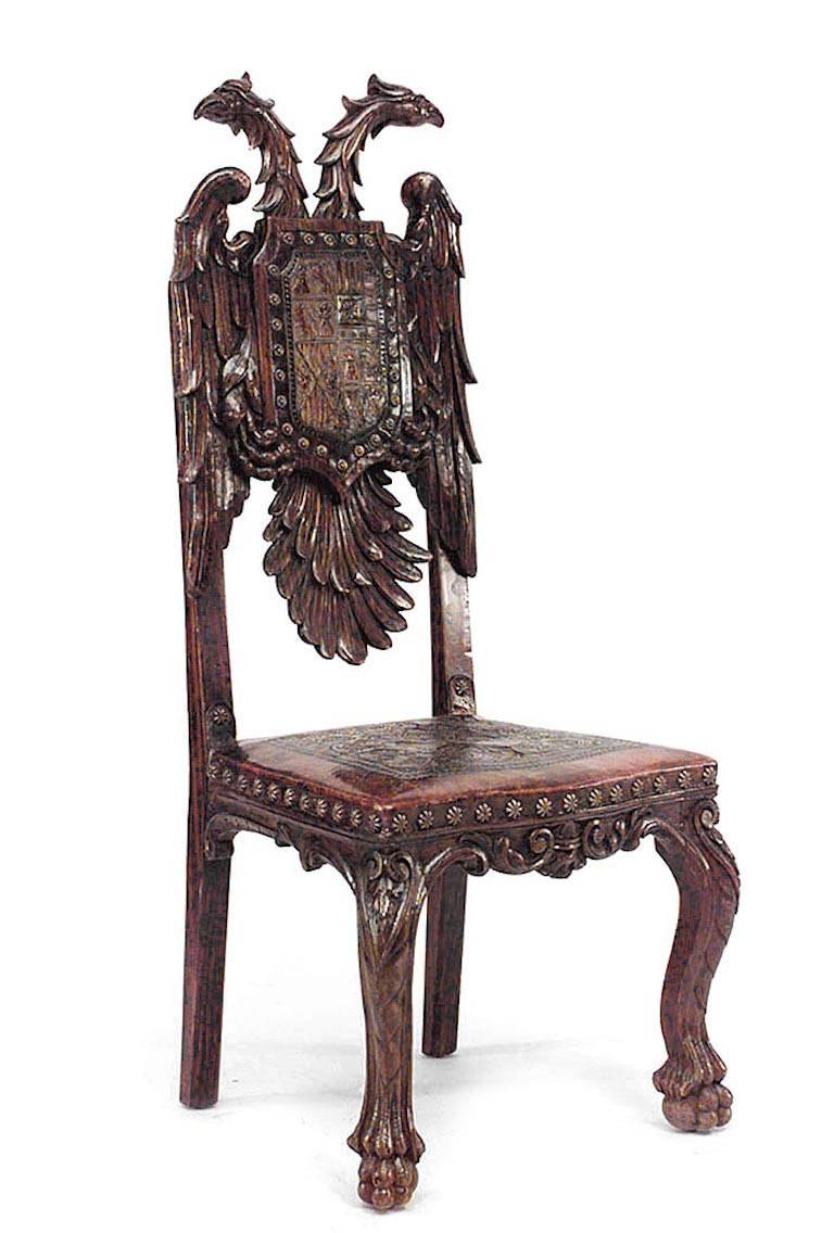 Baroque Paire de chaises d'appoint baroques continentales en pin en vente