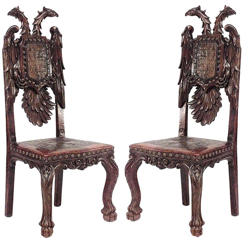 Pair of Continental Baroque Pine Side Chairs For Sale