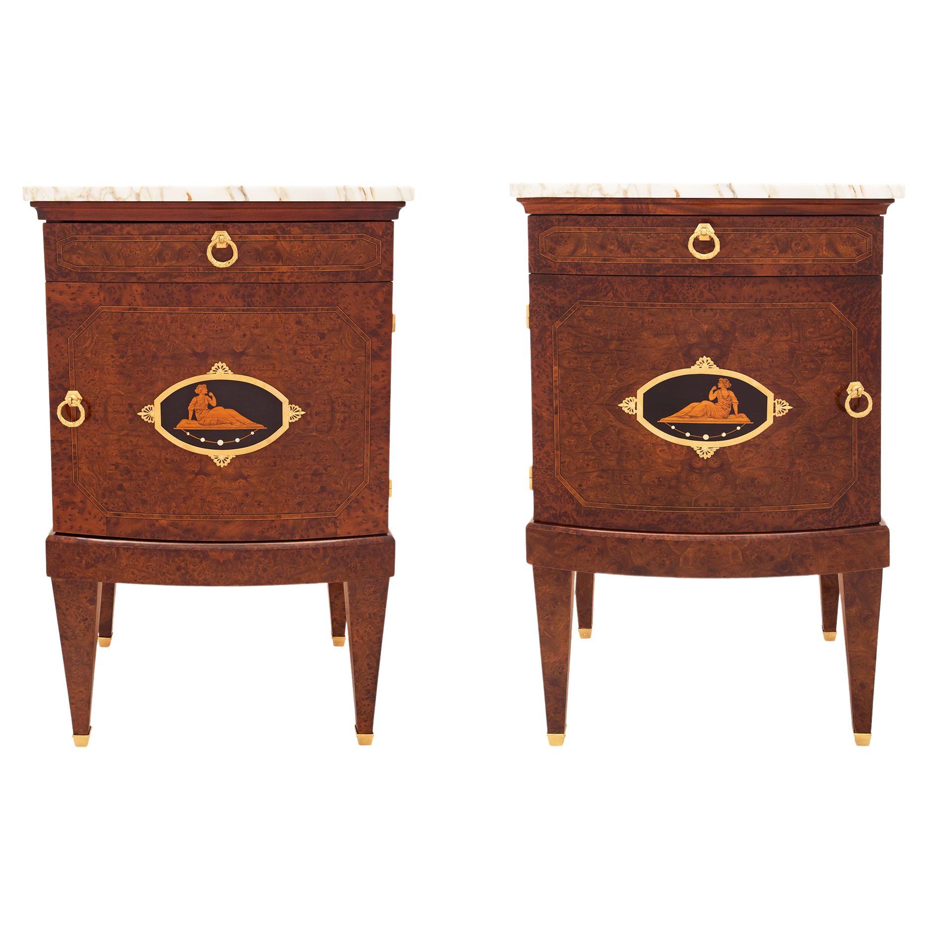 Pair of Continental Biedermeier Style One Drawer One Door Side Tables