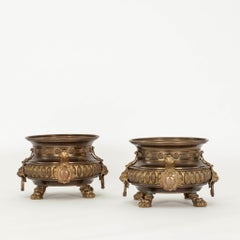 Pair of Continental Brass Jardinieres