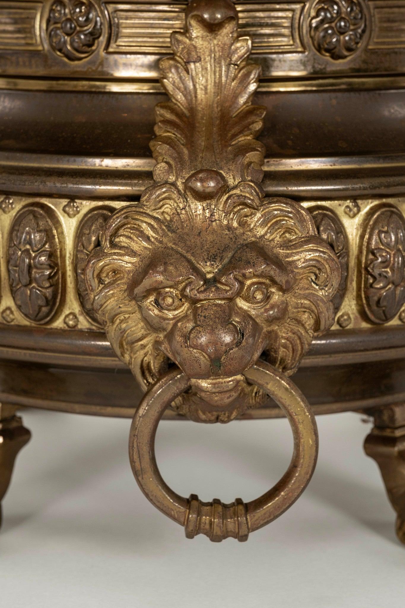 Pair of Continental Brass Jardinieres For Sale 4