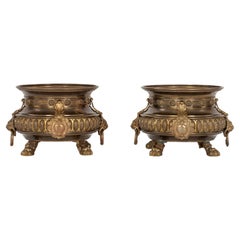 Antique Pair of Continental Brass Jardinieres